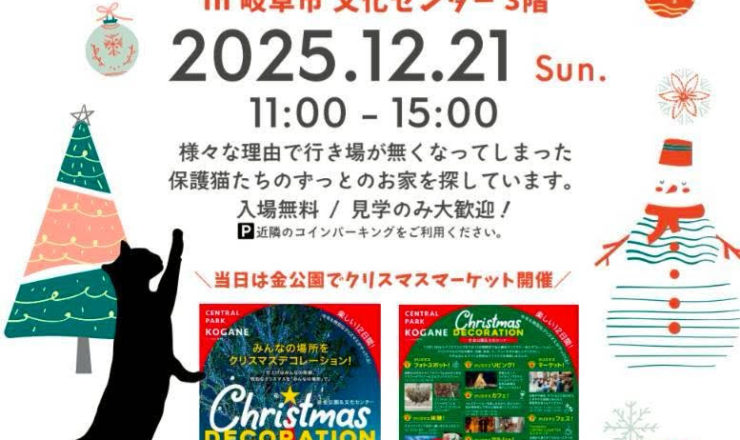 １２月２２日（日）岐阜市文化センター保護猫譲渡会開催